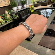 Gelang Rantai 12mm Silver Capit Udang / Gelang Rantai Cuban Stainless Steel 12mm Lebar Besar Tebal /