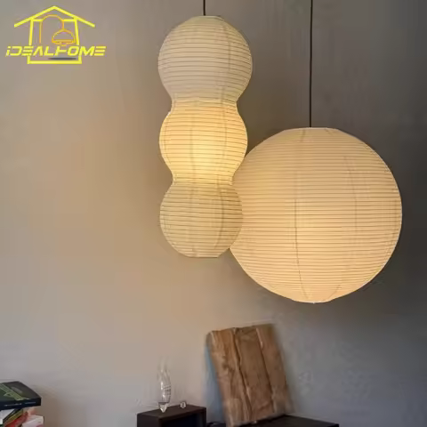 Japanese Akari Noguchi Pendant Lights LED E27 Peanut Rice Paper Hanging Lamp Home Decor Restaurant C