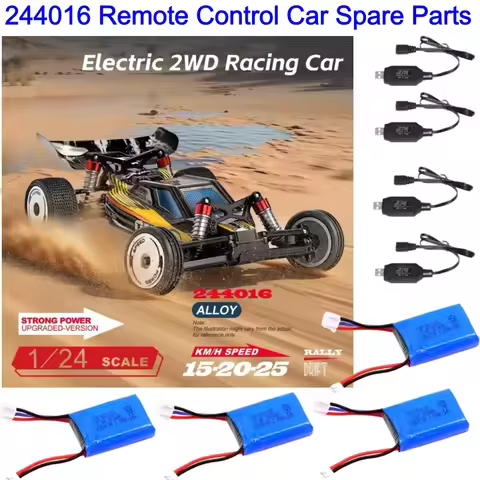 244016 RC Car Spare Parts lithium Battery 7.4V 350mAh USB Charging Line Spare Parts For 244016 1:24 