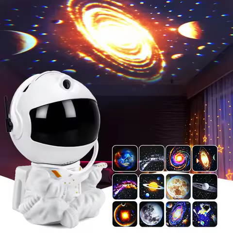 Astronaut Starry Sky Projector with 12 Films Night Light Star Projector LED Astronaut Lamp Galaxy Pr