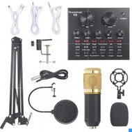 V8ทั้งชุดมีไมโครโฟนคอนเดนเซอร์ BM800 Microphone พร้อมอุปกรณ์ Sound Card V8 ครบชุด
