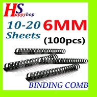Comb Binder Rings / Plastic Comb Rings / Binding Rings / Binding Comb Rings 6mm Black - 100Pcs/Box