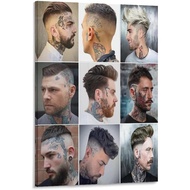 Men's Tattoo Hairstyle Poster Fashion Barber Wall Art Handsome Salon Hairdressing Wall Art Canvas Pr