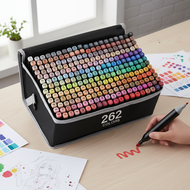 Art Markers with Dual Tips - 262-Color Permanent Ink for Drawing, Sketching, Manga & Office