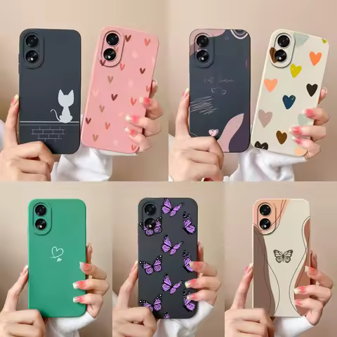 For Oppo A18 A38 Case Lover Heart Back Cover For Oppo A 18 38 4G Phone Covers Soft Liquid Silicone A