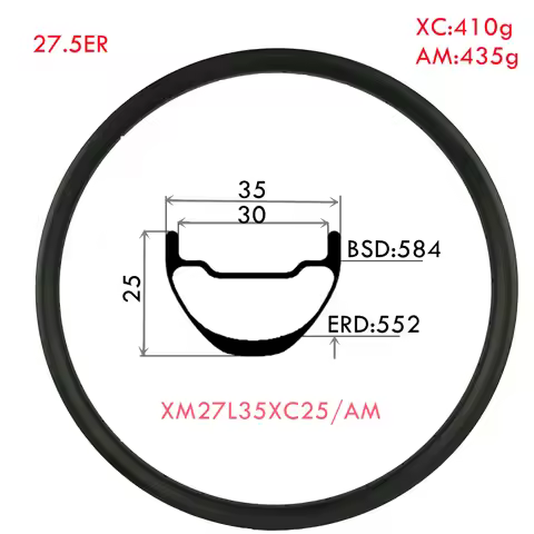 SymmetryCarbon MTB Rim, EANDURO Carbn Rims, 27.5er XC AM, 35mm Outer Wide, 25mm Depth, 30mm Inner Wi