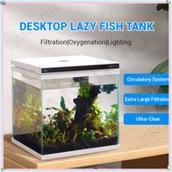 Glass Fish Tank Small Household Aquarium With Oxygen Pump Lazy Fish Tank Desktop Fish Tank Set