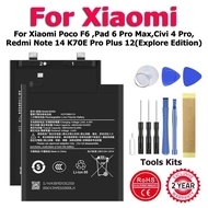 BP4N BP4M BP52 BN4F Battery For Xiaomi Poco F6 ,Pad 6 Pro Max,Civi 4 Pro,Redmi Turbo Note 3 14 K70E 