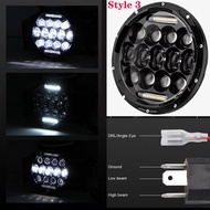 สปอร์ตไลท์ led 12v รถยนต์ ไฟหน้ารถจักรยานยนต์ Led 60W 6000K 3500K Angel Eye Dot E9 สูงต่ํา 7 นิ้ว สํ