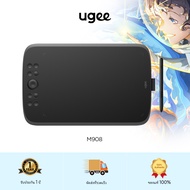 Ugee M908 10x6.25 นิ้วแท็บเล็ตกราฟิกแท็บเล็ตพร้อม 8 ปุ่มลัดและล้อเลื่อนแบตเตอรี่ฟรีสไตลัส 16k ระดับค
