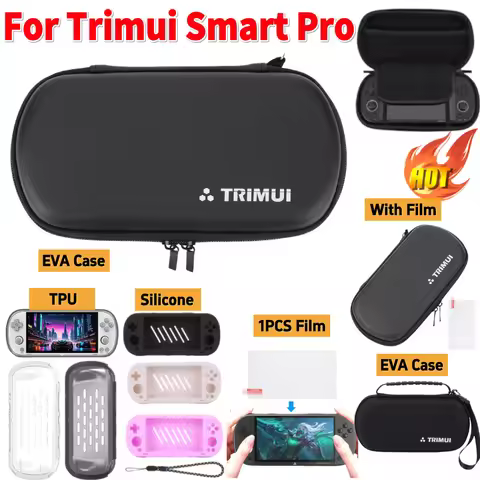 For Trimui Smart Pro EVA Hard Carrying Case Anti-scratch with Tempered Glass Film Waterproof Storage