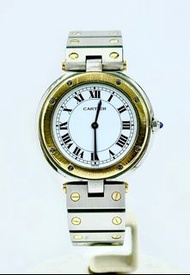 卡地亞Santos De Cartier (31 mm) 、原裝白底羅馬字面藍鋼針金鋼錶、 Cartier 81石英機芯、原裝折疊扣金鋼帶 CARTIER Santos De Cartier  (31 mm) , Original Dial and Hands , Gold Steel  Watch , Cartier 81 Quartz Movement , Original Bracelet  (Serial Number：8191217xxx) (⭕️⭕️歡迎預約睇錶⭕️⭕️)
