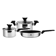 Bộ nồi chảo Elmich EDA-0866 ( inox 3 lớp đáy liền cao cấp - quánh 16, nồi 20, chảo 24cm) - Hàng chín