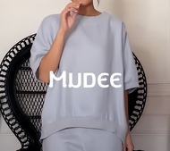 MUDEE เสื้อคอกลมลินิน แต่งยางยืดเอวหน้า