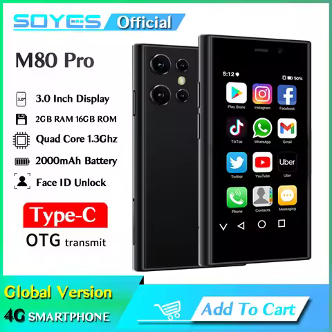 SOYES M80 Pro 4G Network 3.0" Mini Smartphone 2GB RAM 16GB ROM Android 9.0 With Face ID WIFI BT Smal