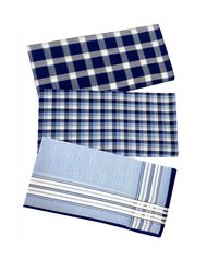 ANGELINO RUFOLO Handkerchief (ผ้าเช็ดหน้า) ผ้า 100% COTTON คุณภาพเยี่ยม ดีไซน์ Blue Shade สีฟ้า/กรมท่า/ขาว