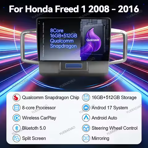 Android 17 Car Radio For Honda Freed 1 Spike 2008 - 2016 BT GPS NAVI Multimedia Video Player 2K QLED