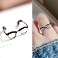 Cincin wanita kacamata gaya lucu fashion Korea cincin pria titanium