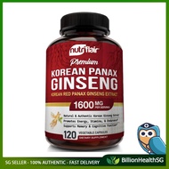 [sgseller] NutriFlair Korean Red Panax Ginseng 1600mg, 120 Vegan Capsules - High Potency Ginseng Root 5% Ginsenosides Ex