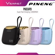 PINENG PN830PD/PN836PD (10000MAH/20000MAH) POWERBANK TYPE C FAST CHARGING 22.5W BUILT IN CABLE PORTA