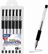 BAZIC Essence Black Gel-Pen w/Cushion Grip (6/Pack)