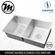 SUPERINO NANO Silver SAW38850-N SUS304 Stainless Steel Nano Kitchen Sink
