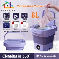 8L Mini Portable Foldable Washing Machines 2 Tubes / Automatic Blue Light Sterilization Clothing Dry