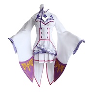 Anime Emilia Dress Re Zero Sets Women Dress Cosplay Costume Halloween Party Cloak White Sets