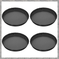 (BIGY) 4 Pack Quiche Tart Pan5 Inch Round Perforated Pizza Baking Tray Non-Stick Tart Tin with Holes