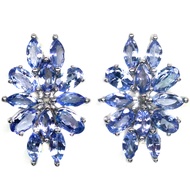 ต่างหูพลอยแท้ แทนซาไนต์ (Tanzanite) เงินแท้ 925 ชุบทองคำขาว