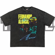 FERNANDO ALONSO Formula 1 Legend Oversize T-Shirt Wash Aesthetic | Men Women Tops | Unisex Boys and 