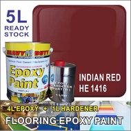HE 1416 INDIAN RED ( 5L ) HEAVY DUTY BRAND Two Pack Epoxy Floor Paint - 4 Liter Paint + 1 Liter hardener