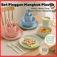 Set Pinggan Mangkuk Plastik/Set Pinggan Plastik/Pinggan Mangkuk Set/Pinggan Plastik/Pinggan Plastik 