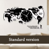 MOONLIGHT- Creative World Map Wall Clocks Acrylic Large Size 3D Decoration Clock Living Room Silent