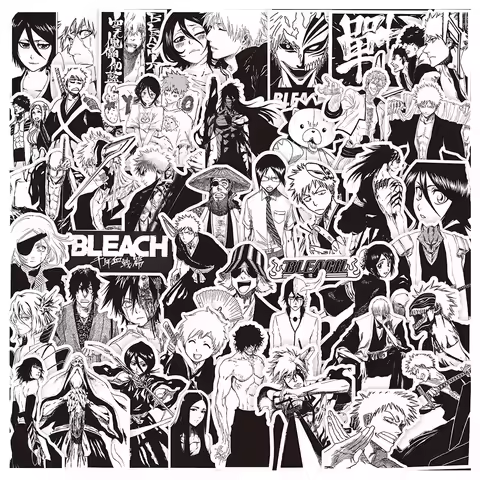 10/30/75PCS Black and White Anime BLEACH Stickers for Kids Cool Graffiti Skateboard Phone Case Lapto