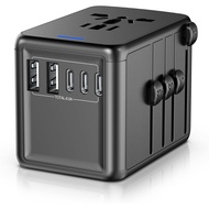 Universal Travel Adapter, 6.0A 30W 5 USB C/A Ports + 2500W AC Outlets, International Power Adapter f