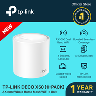 (NEW ARRIVAL) TP-Link Deco X50 (1-Pack) AX3000 AI-Driven Mesh Dual Band Gigabit Whole Home Mesh Wi-F