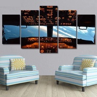 5 Pieces Wall Art Canvas Painting Airplane Interior Scenery Poster Modern Living Room Bedroom Modula