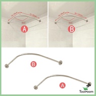 [ Drilling- Extendable Corner Shower Curtain Rod with Glue Stainless Steel