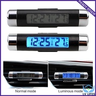 Lv Liั่น1PC Car Ther-Mometer โคมไฟรถยนต์ LED Backlight จอแสดงผลดิจิตอลนาฬิกาฐานอิเล็กทรอนิกส์นาฬิกาฐ