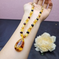 Q999 Am Bo necklace mixed with Am Bo flower water drop face, not picky about destiny - Feng Shui TUD