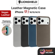 (MY) LionShield iPhone 17 Pro Max /17 Pro/17/16/15/14/13/16 Plus Magnetic Vegan Leather Case Phone C