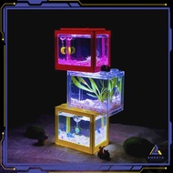 Aquarium Mini Lego Block 4 Side Windows 12x8x10cm with White LED Warna