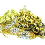 [特價]摩達客 聖誕裝飾配件包組合~金銀色系 (4~5呎樹適用)(不含聖誕樹)