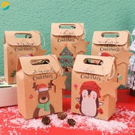 1/3Pcs Christmas Gift Bag Kraft Paper Bags Santa Claus Snowman Xmas Party Candy Bag Cookie Xmas Packaging Bag Gift Box
