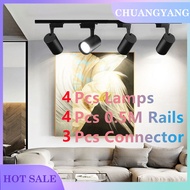 Trọn Bộ | 4 Đèn + 2 M Đường Ray | Đèn Led Cob Theo Dõi Có Đường Ray 12W 20W 30W 40W Đèn Chiếu Điểm T
