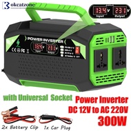 OKCATZONE 300W/500W Sine Wave Car Inverter 12V DC to 110V/220V AC with 2 USB & 2 Type-C Charging & D