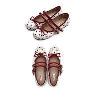 Red velvet ballet dottie shoes - Moromoro