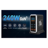 240W Fast USB C GaN Ⅲ Pro Charger Block with Dynamic Display 6 Port Charging Station PD3.1 for Noteb