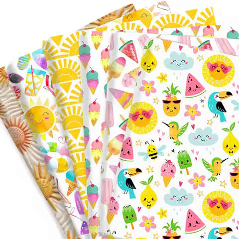 50*145cm Summer Sun Ice Cream Popsicle Printed Polyester Cotton Fabric DIY Tissue Sewing Quilting Fa